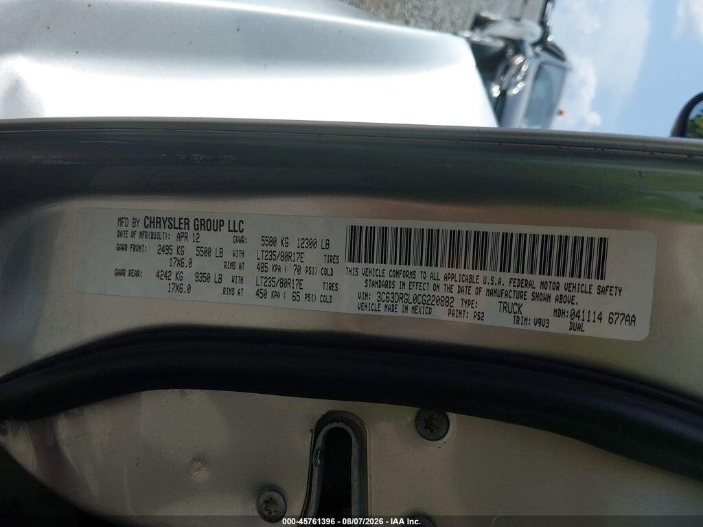 3C63DRGL0CG220882 2012 RAM 3500 photo no. 8