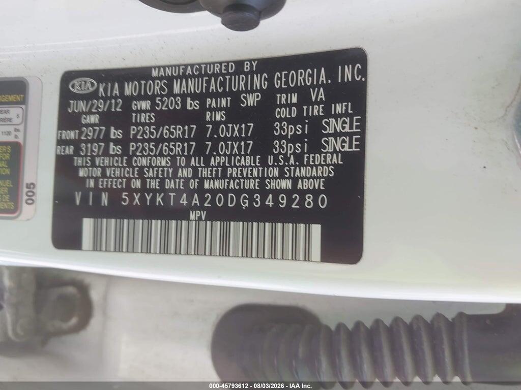 5XYKT4A20DG349280 2013 KIA SORENTO photo no. 9