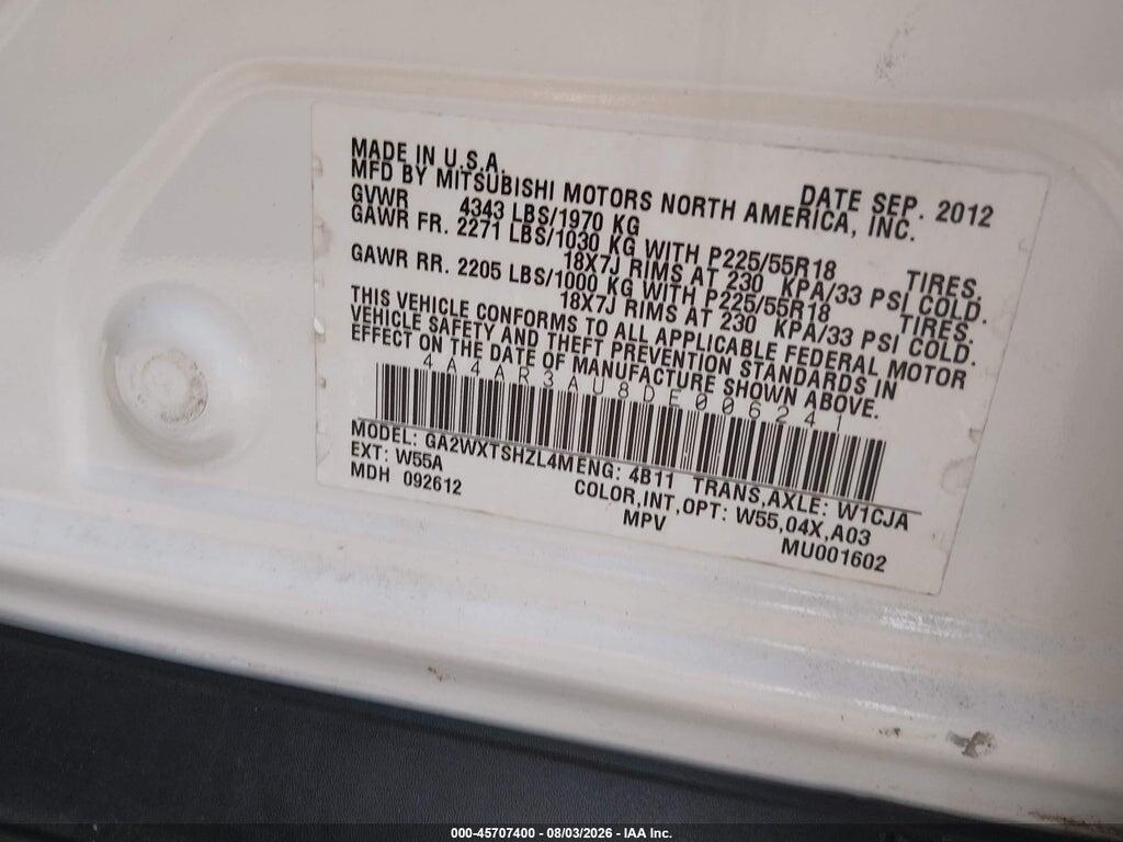 4A4AR3AU8DE006241 2013 MITSUBISHI OUTLANDER SPORT photo no. 9
