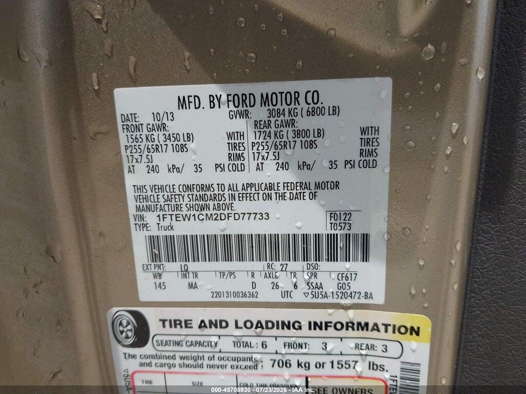 1FTEW1CM2DFD77733 2013 FORD F-150 photo no. 9