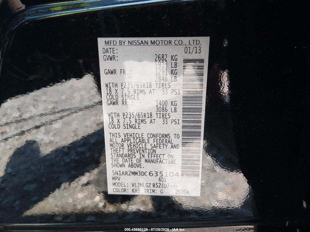 5N1AR2MM3DC635104 2013 NISSAN PATHFINDER photo no. 9