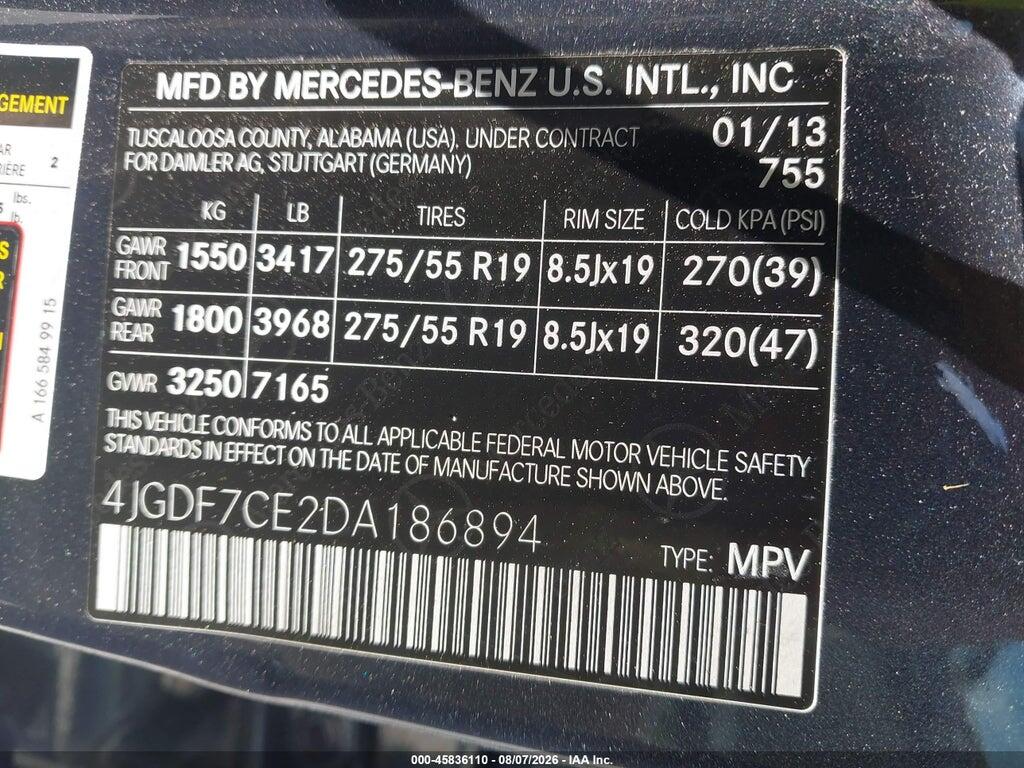 4JGDF7CE2DA186894 2013 MERCEDES-BENZ GL 450 photo no. 9