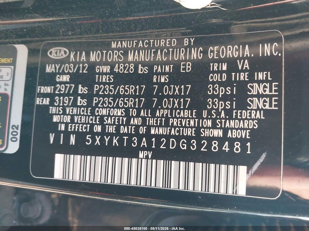 5XYKT3A12DG328481 2013 KIA SORENTO photo no. 9