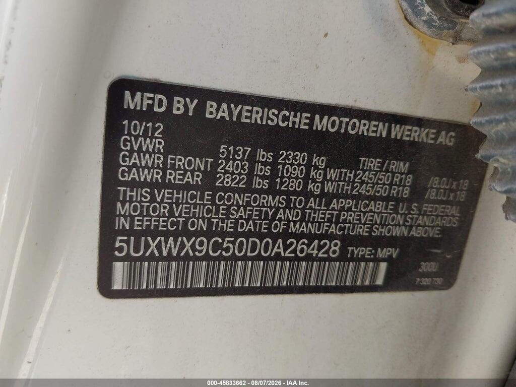 5UXWX9C50D0A26428 2013 BMW X3 photo no. 9