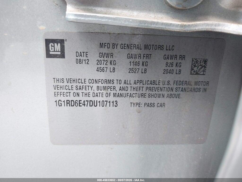 1G1RD6E47DU107113 2013 CHEVROLET VOLT photo no. 9