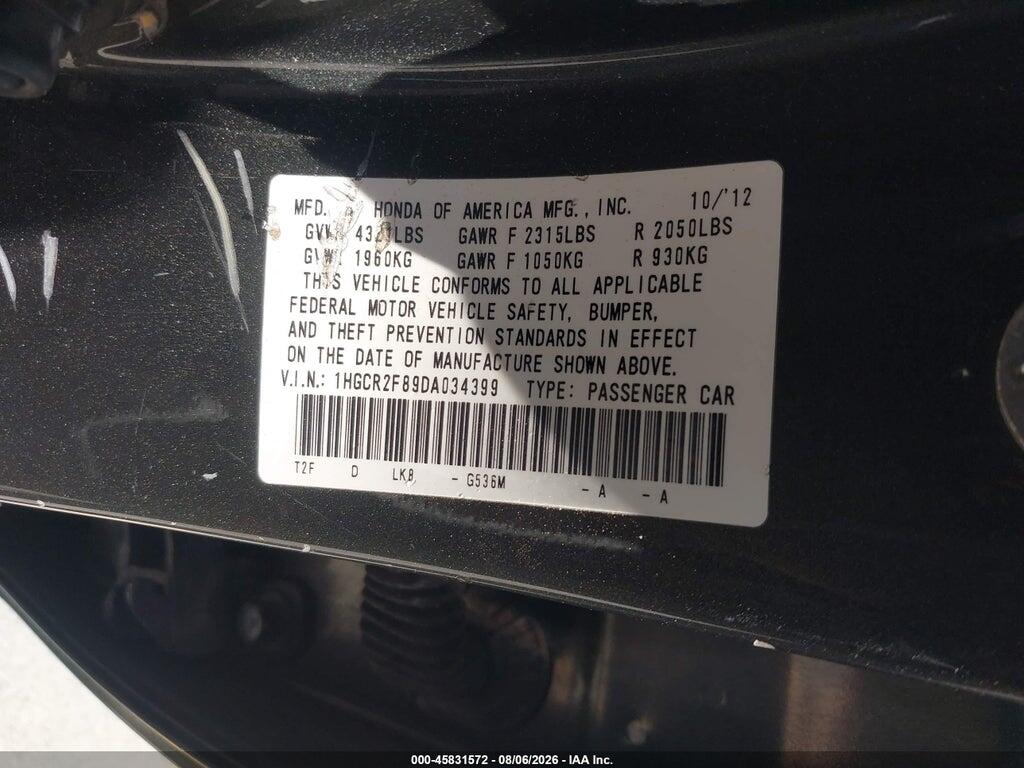 1HGCR2F89DA034399 2013 HONDA ACCORD photo no. 9