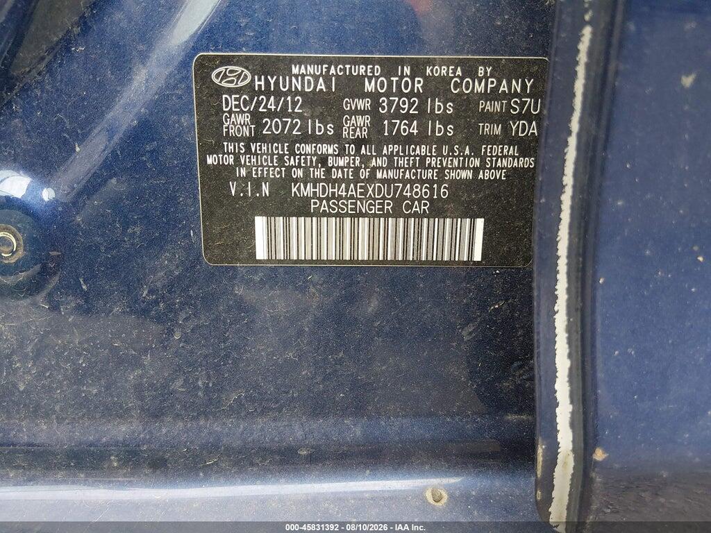 KMHDH4AEXDU748616 2013 HYUNDAI ELANTRA photo no. 9