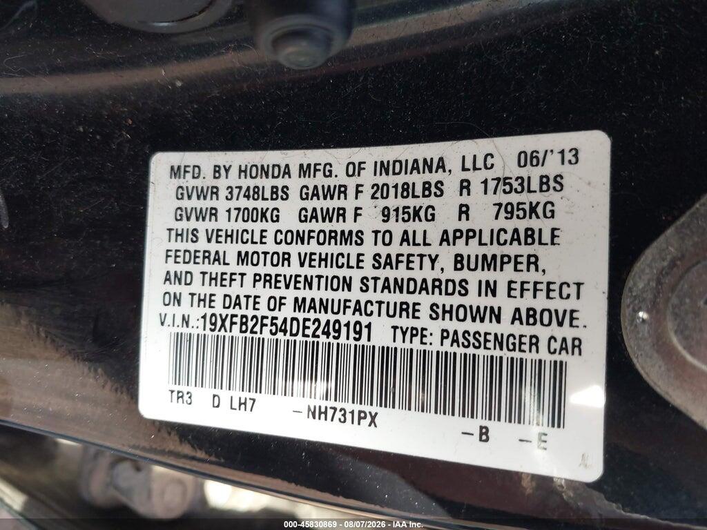 19XFB2F54DE249191 2013 HONDA CIVIC photo no. 9
