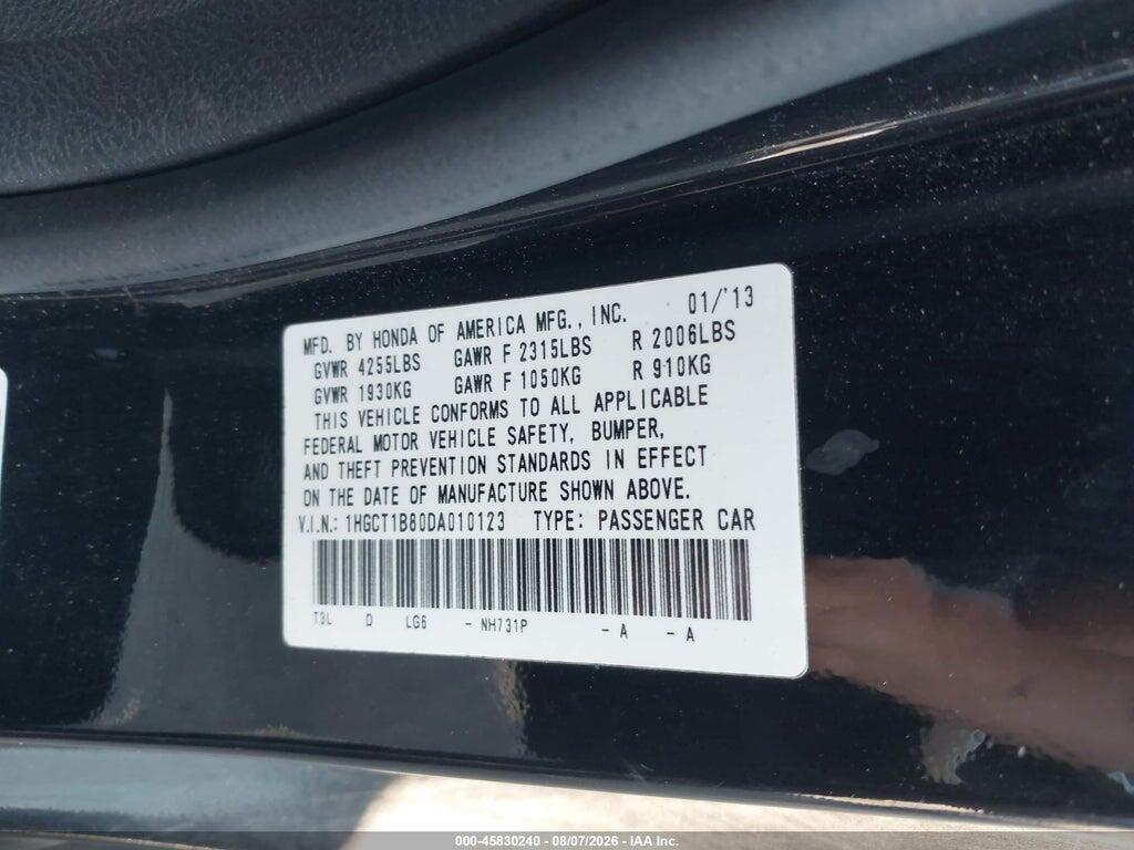 1HGCT1B80DA010123 2013 HONDA ACCORD photo no. 9