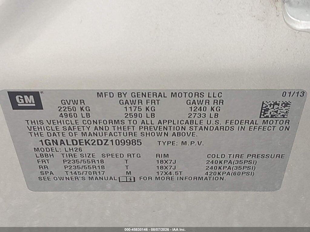 1GNALDEK2DZ109985 2013 CHEVROLET EQUINOX photo no. 9
