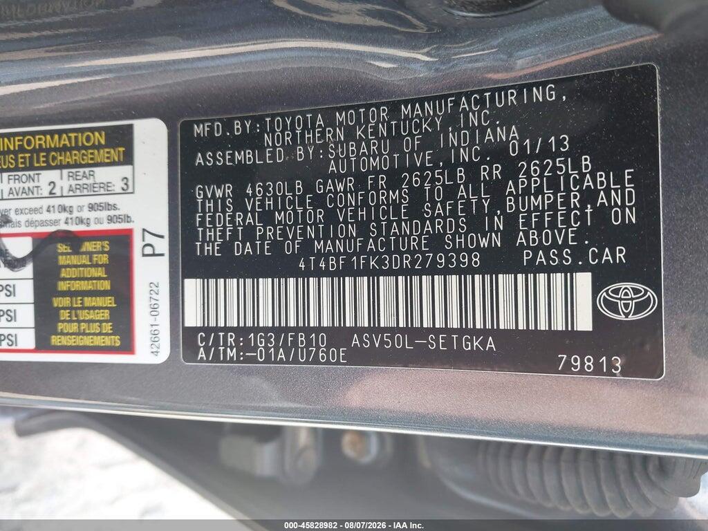 4T4BF1FK3DR279398 2013 TOYOTA CAMRY photo no. 9