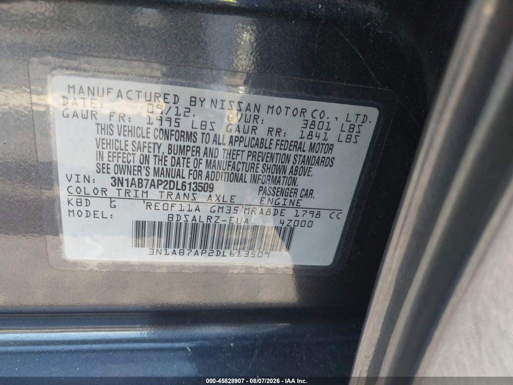 3N1AB7AP2DL613509 2013 NISSAN SENTRA photo no. 9