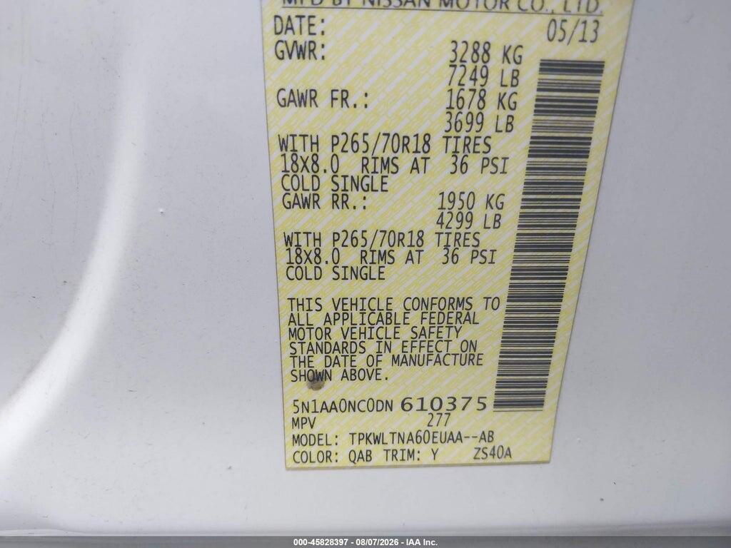 5N1AA0NC0DN610375 2013 NISSAN ARMADA photo no. 9