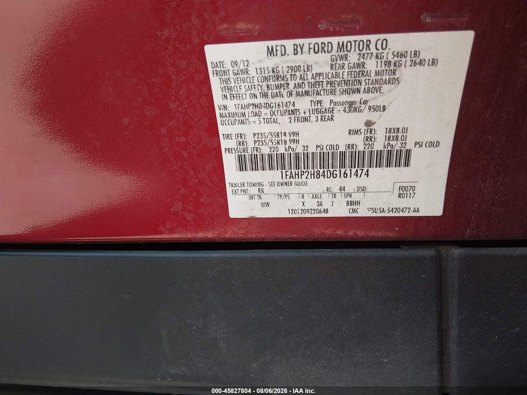 1FAHP2H84DG161474 2013 FORD TAURUS photo no. 9