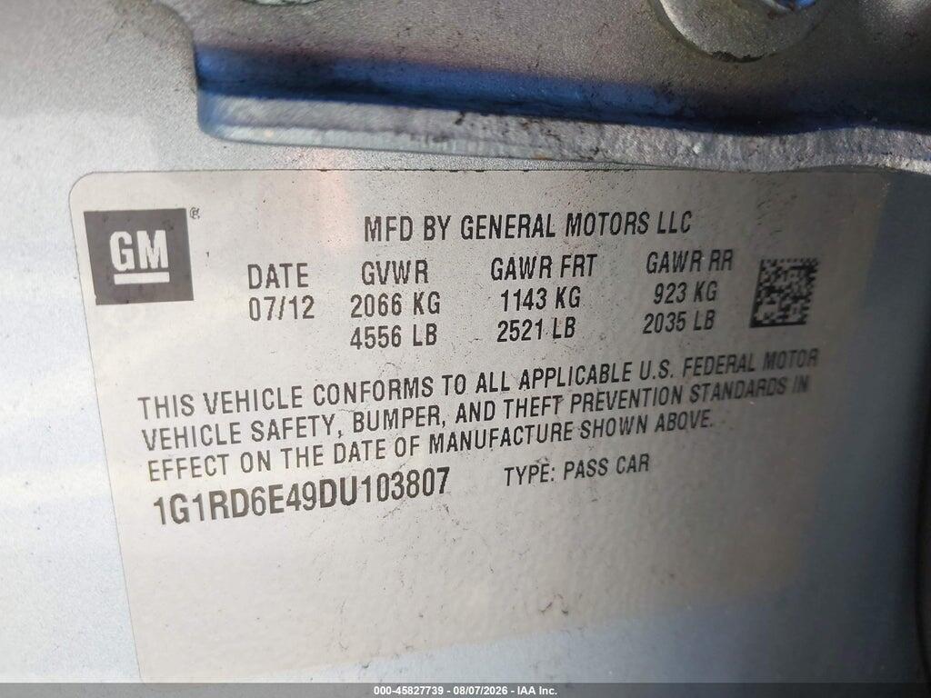 1G1RD6E49DU103807 2013 CHEVROLET VOLT photo no. 9
