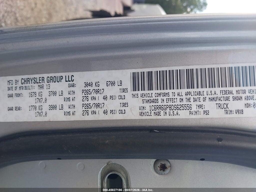 1C6RR6GP8DS625556 2013 RAM 1500 photo no. 9