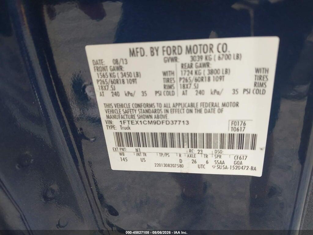 1FTEX1CM9DFD37713 2013 FORD F-150 photo no. 9