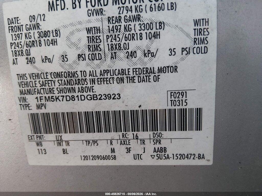 1FM5K7D81DGB23923 2013 FORD EXPLORER photo no. 9