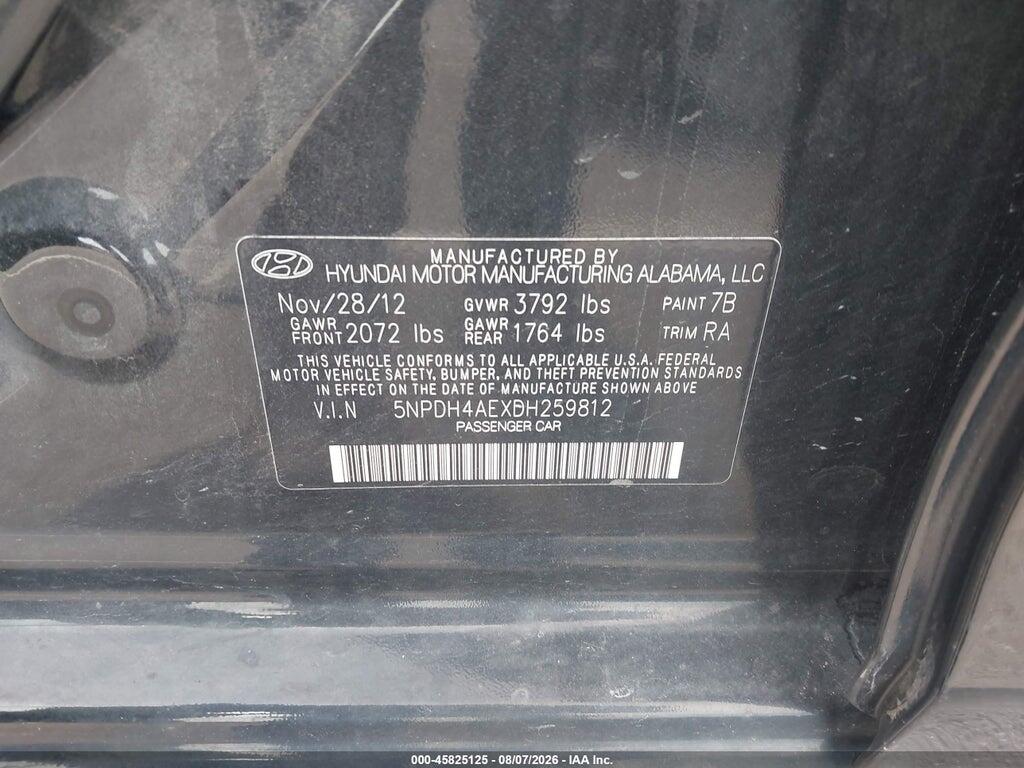 5NPDH4AEXDH259812 2013 HYUNDAI ELANTRA photo no. 9