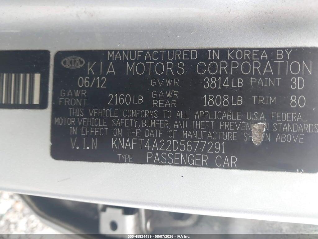 KNAFT4A22D5677291 2013 KIA FORTE photo no. 9