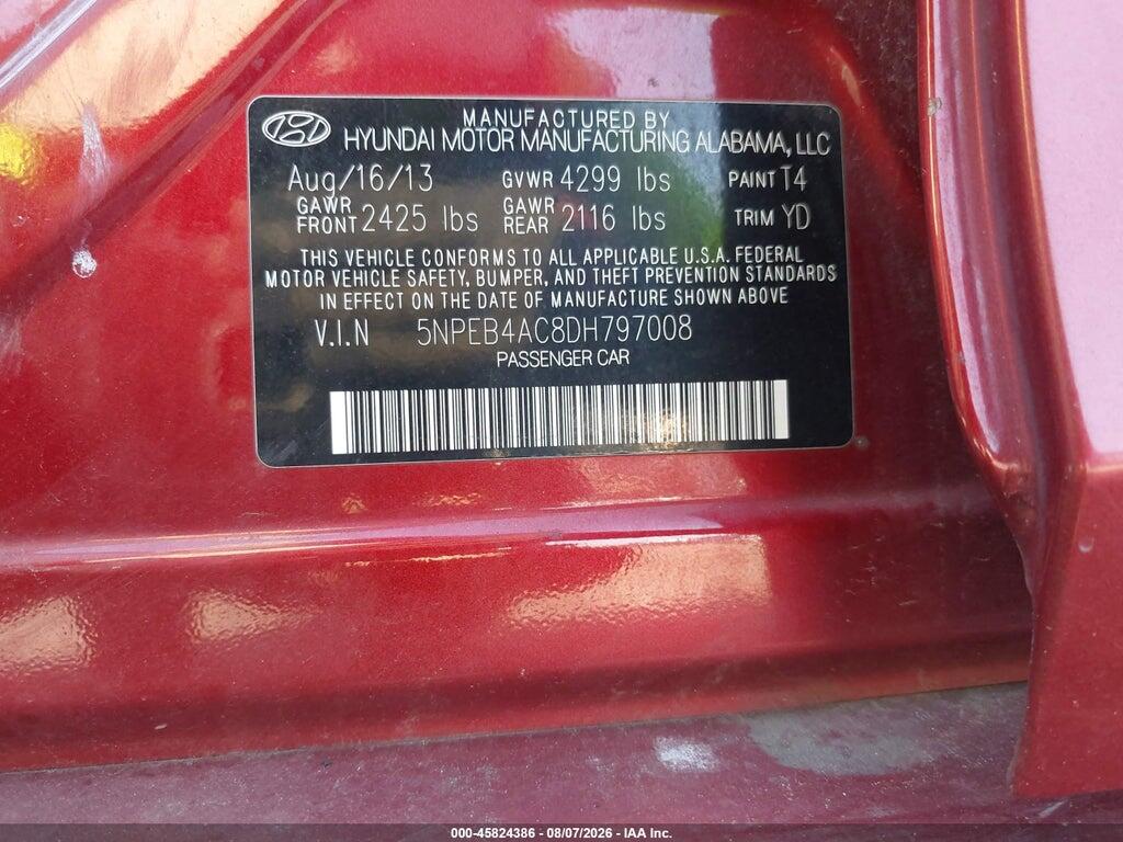 5NPEB4AC8D8797008 2013 HYUNDAI SONATA photo no. 9