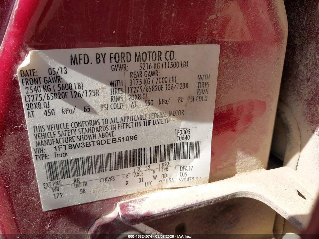 1FT8W3BT9DEB51096 2013 FORD F-350 photo no. 9
