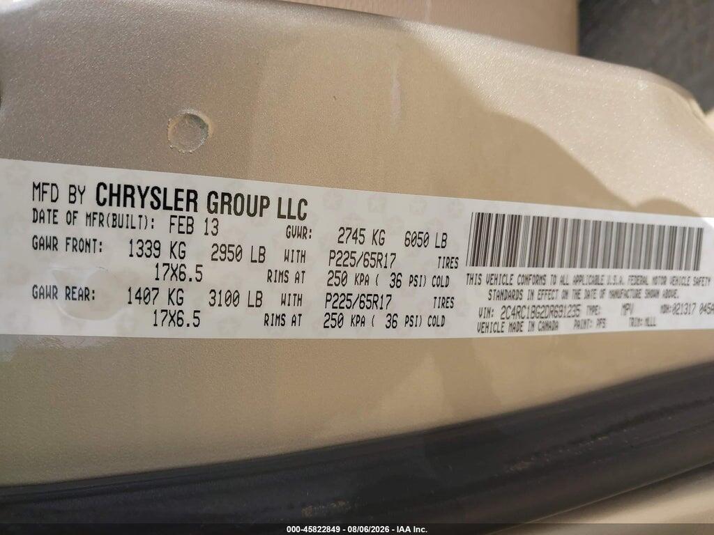 2C4RC1BG2DR691235 2013 CHRYSLER TOWN & COUNTRY photo no. 9