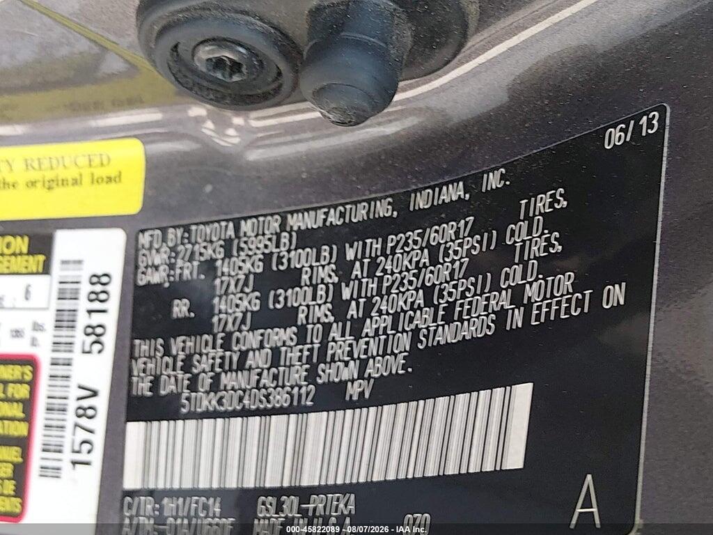 5TDKK3DC4DS386112 2013 TOYOTA SIENNA photo no. 9