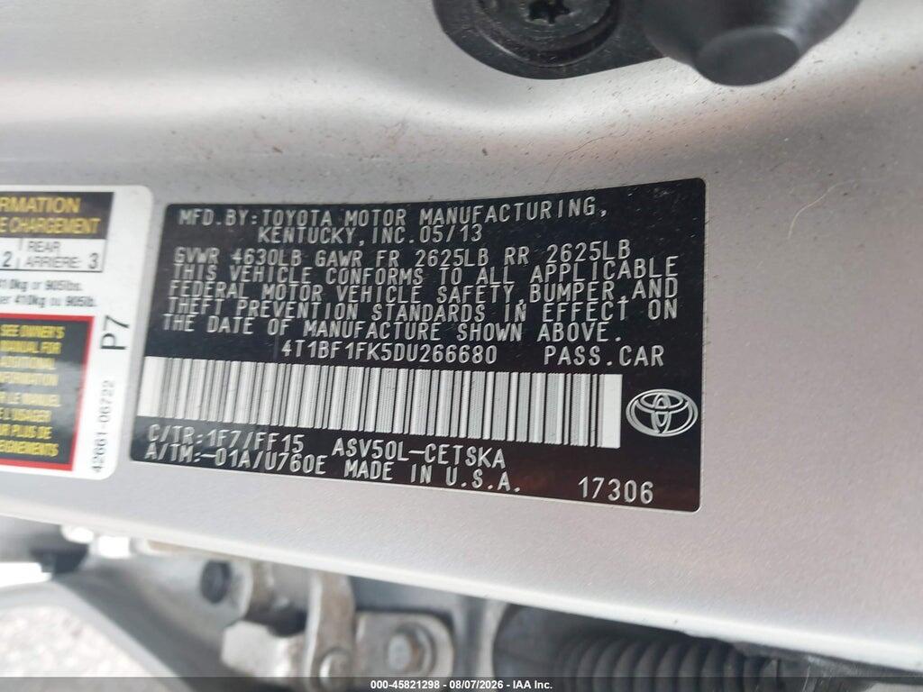 4T1BF1FK5DU266680 2013 TOYOTA CAMRY photo no. 9