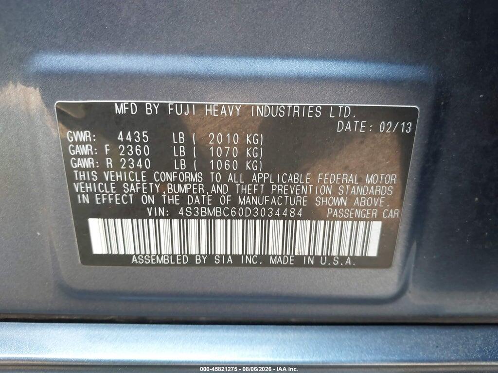 4S3BMBC60D3034484 2013 SUBARU LEGACY photo no. 9