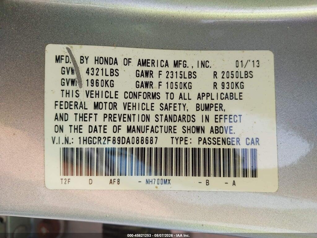 1HGCR2F89DA088687 2013 HONDA ACCORD photo no. 9