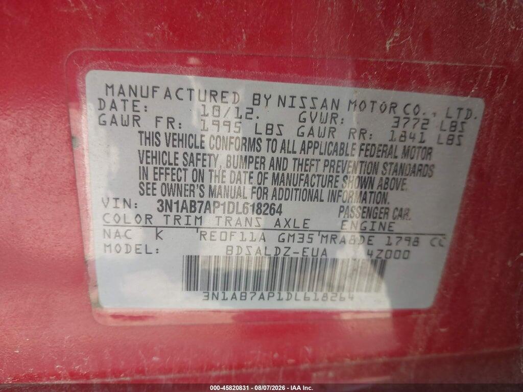 3N1AB7AP1DL618264 2013 NISSAN SENTRA photo no. 9