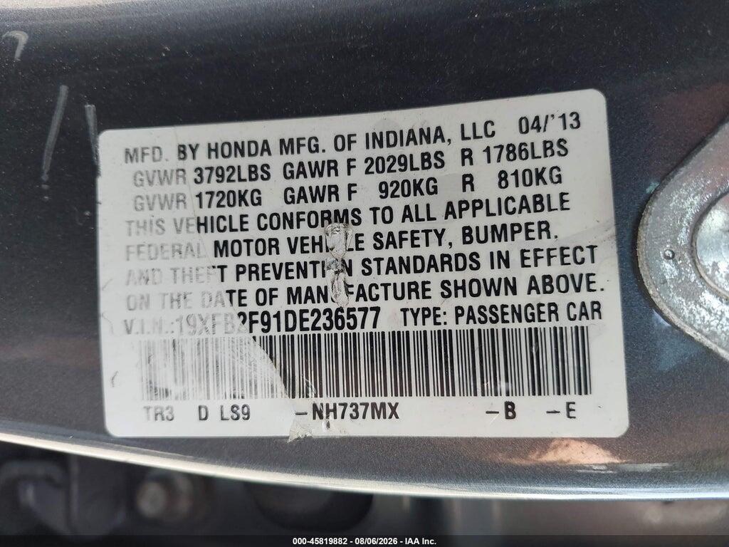 19XFB2F91DE236577 2013 HONDA CIVIC photo no. 9