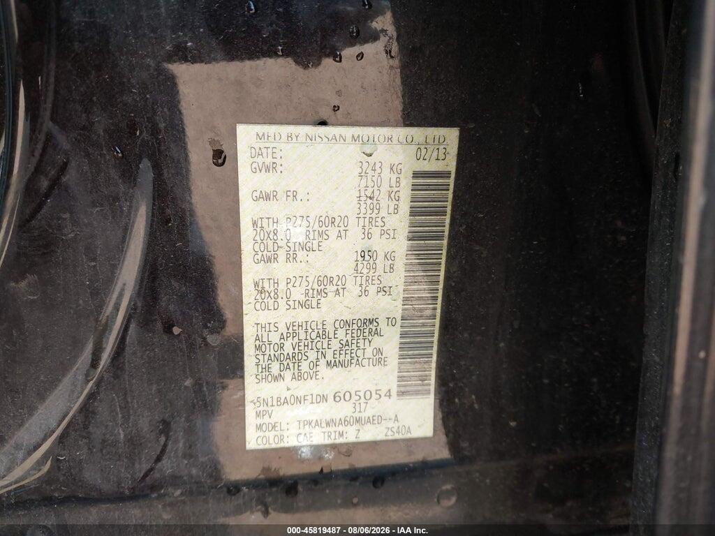 5N1BA0NF1DN605054 2013 NISSAN ARMADA photo no. 9