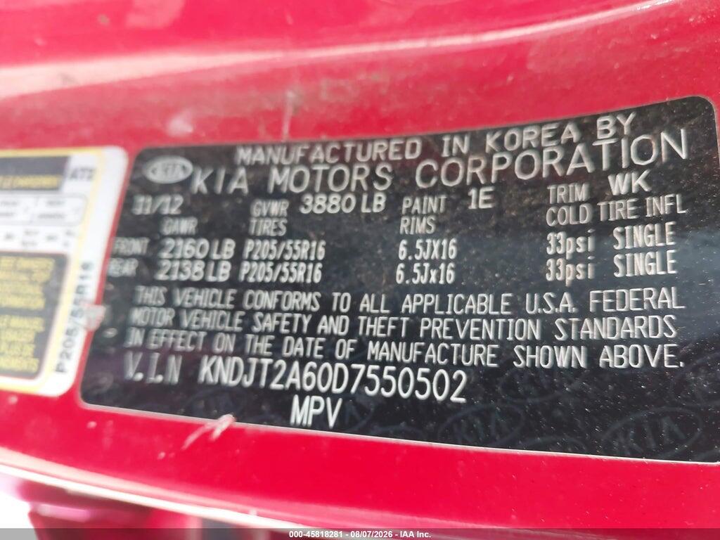 KNDJT2A60D7550502 2013 KIA SOUL photo no. 9
