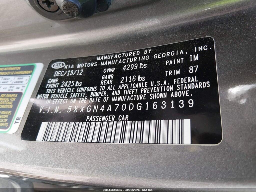 5XXGN4A70DG163139 2013 KIA OPTIMA photo no. 9