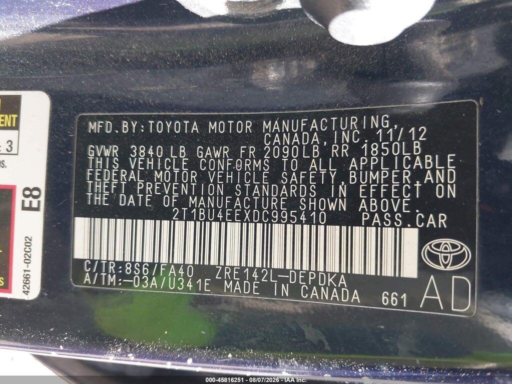 2T1BU4EEXDC995410 2013 TOYOTA COROLLA photo no. 9