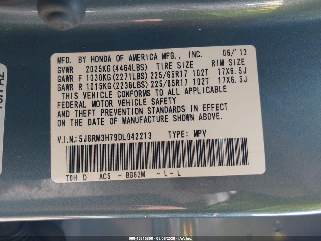 5J6RM3H79DL042213 2013 HONDA CR-V photo no. 9