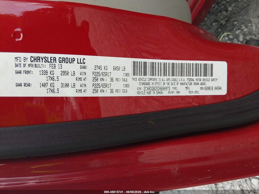 2C4RDGBG5DR680973 2013 DODGE GRAND CARAVAN photo no. 9