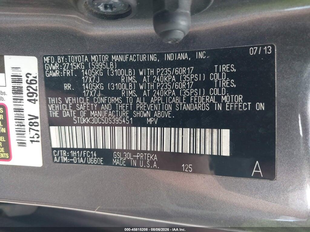 5TDKK3DC5DS395451 2013 TOYOTA SIENNA photo no. 9