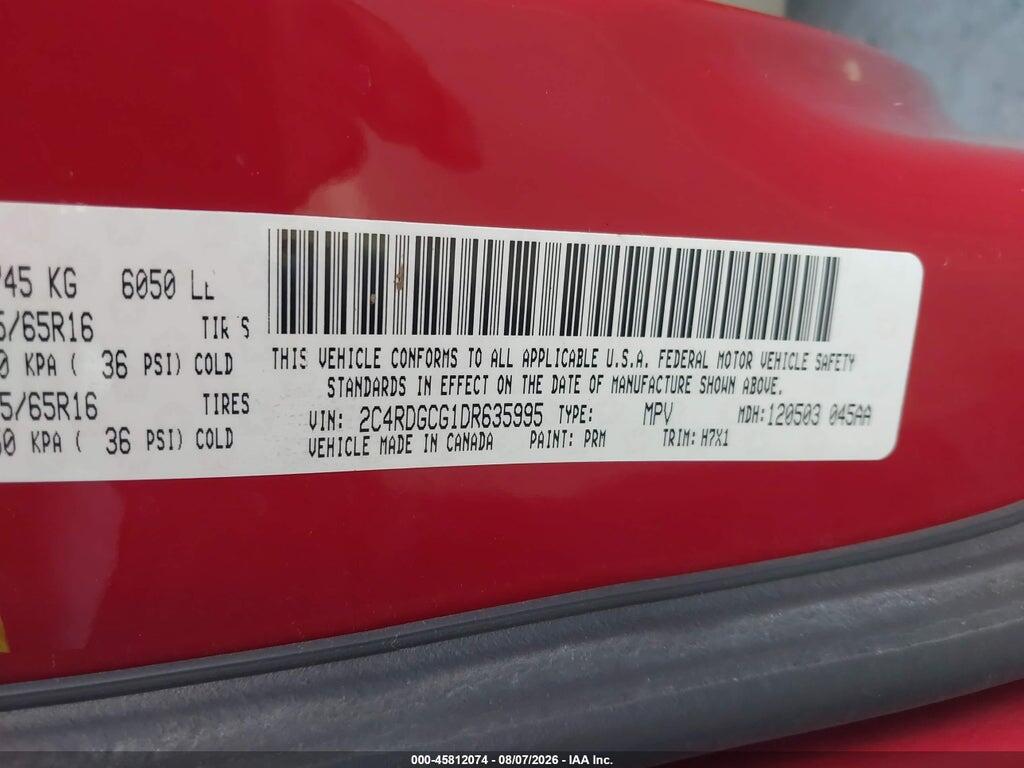 2C4RDGCG1DR635995 2013 DODGE GRAND CARAVAN photo no. 9
