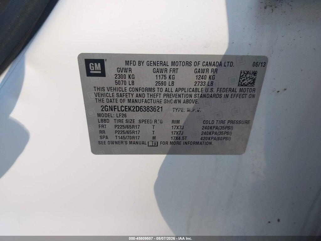2GNFLCEK2D6383621 2013 CHEVROLET EQUINOX photo no. 9