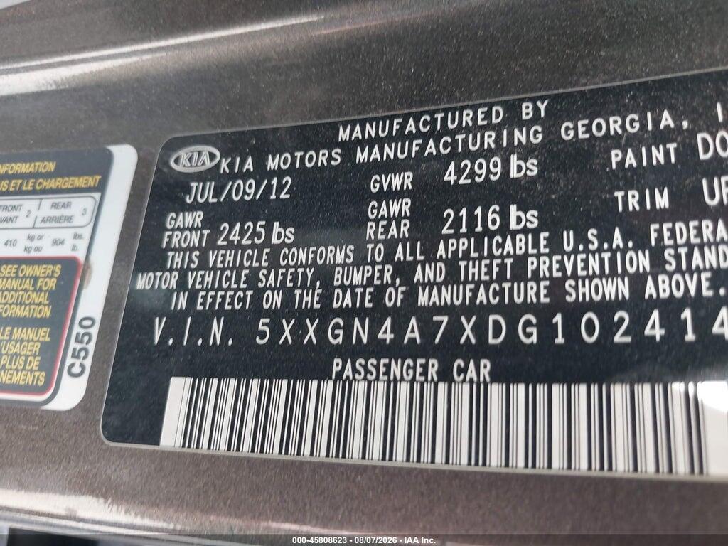 5XXGN4A7XDG102414 2013 KIA OPTIMA photo no. 9