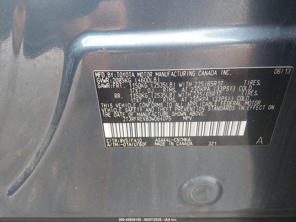 2T3RFREV8DW064075 2013 TOYOTA RAV4 photo no. 9