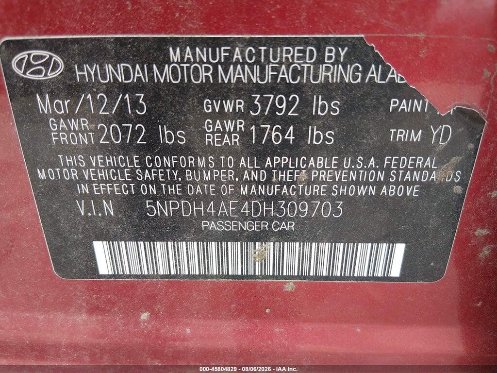5NPDH4AE4DH309703 2013 HYUNDAI ELANTRA photo no. 9