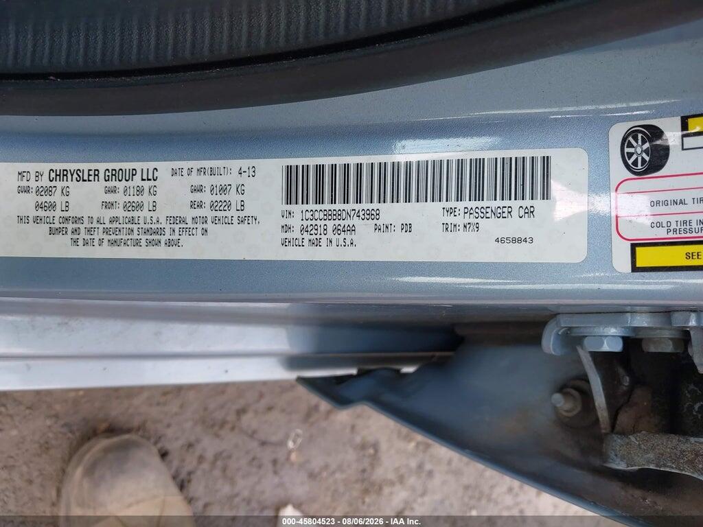 1C3CCBBB8DN743968 2013 CHRYSLER 200 photo no. 9