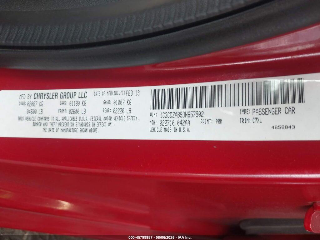1C3CDZAB9DN657902 2013 DODGE AVENGER photo no. 9