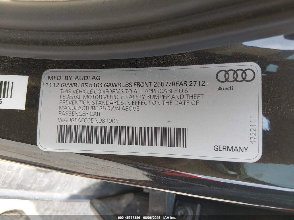 WAUGFAFC0DN081009 2013 AUDI A6 photo no. 9
