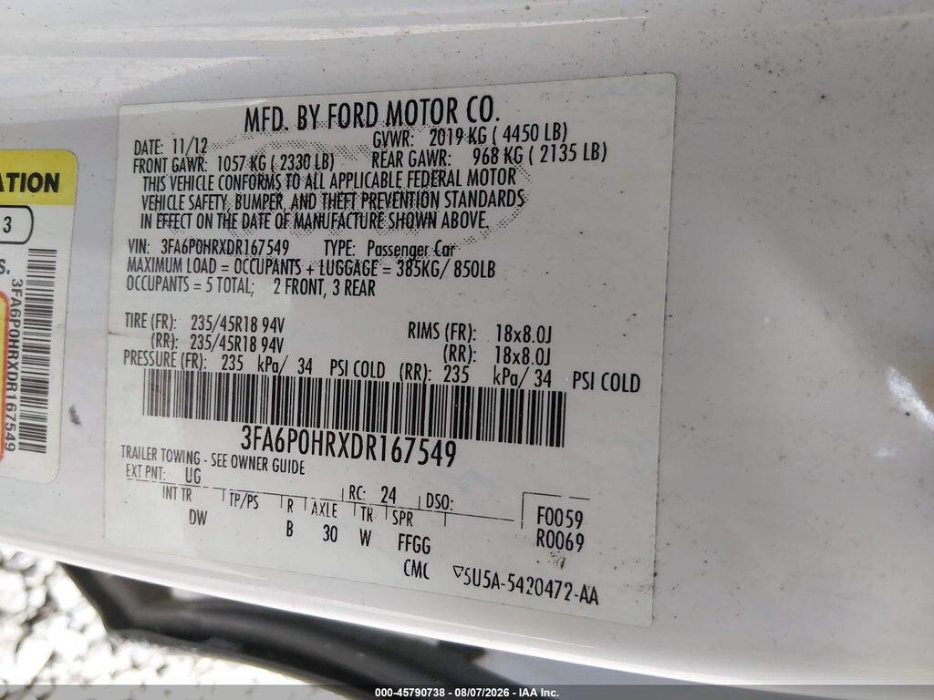 3FA6P0HRXDR167549 2013 FORD FUSION photo no. 9