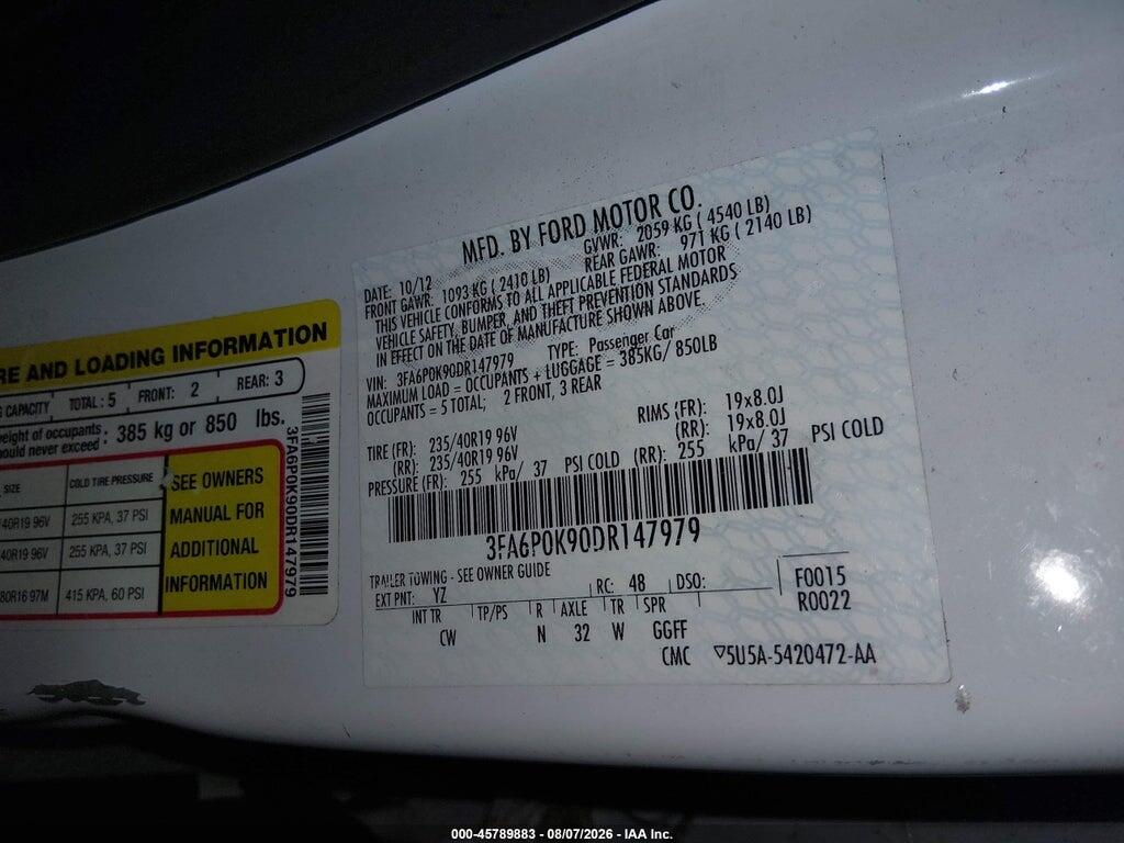 3FA6P0K90DR147979 2013 FORD FUSION photo no. 9
